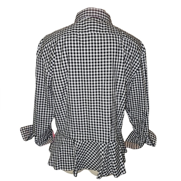 Lauren Ralph Lauren Plus Size 16 Gingham Pink Detail Baby doll Button up Blouse - Picture 4 of 10